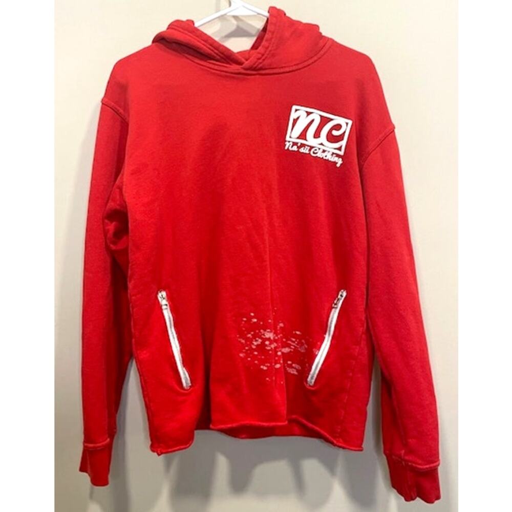 Nas'ii Red Sweats Track Suit Zipper Paint Splatter Streetwear Size Med